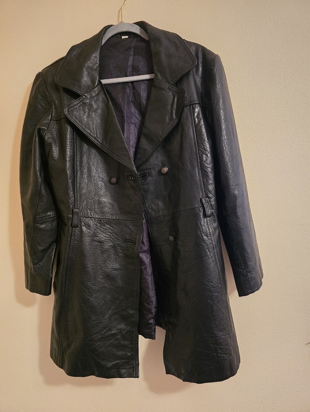 Vintage Leathet Jacket Pea Coat Style
